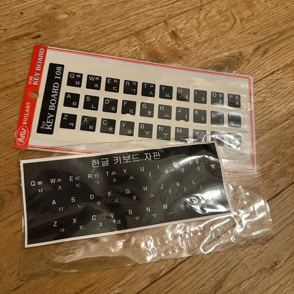 Black Keyboard Stickers with Korean Characters